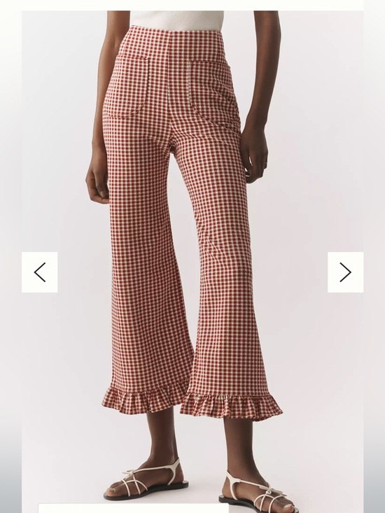 Maeve Pants - Maeve Anthropologie Collette High Rise Ruffle Pant - Red Gingham